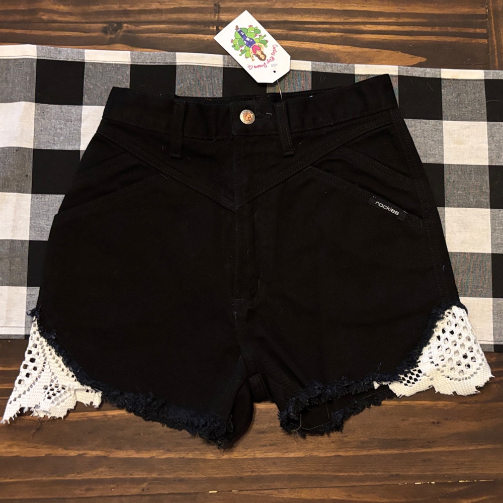 Rockies Black Shorts with White Lace Trim 26